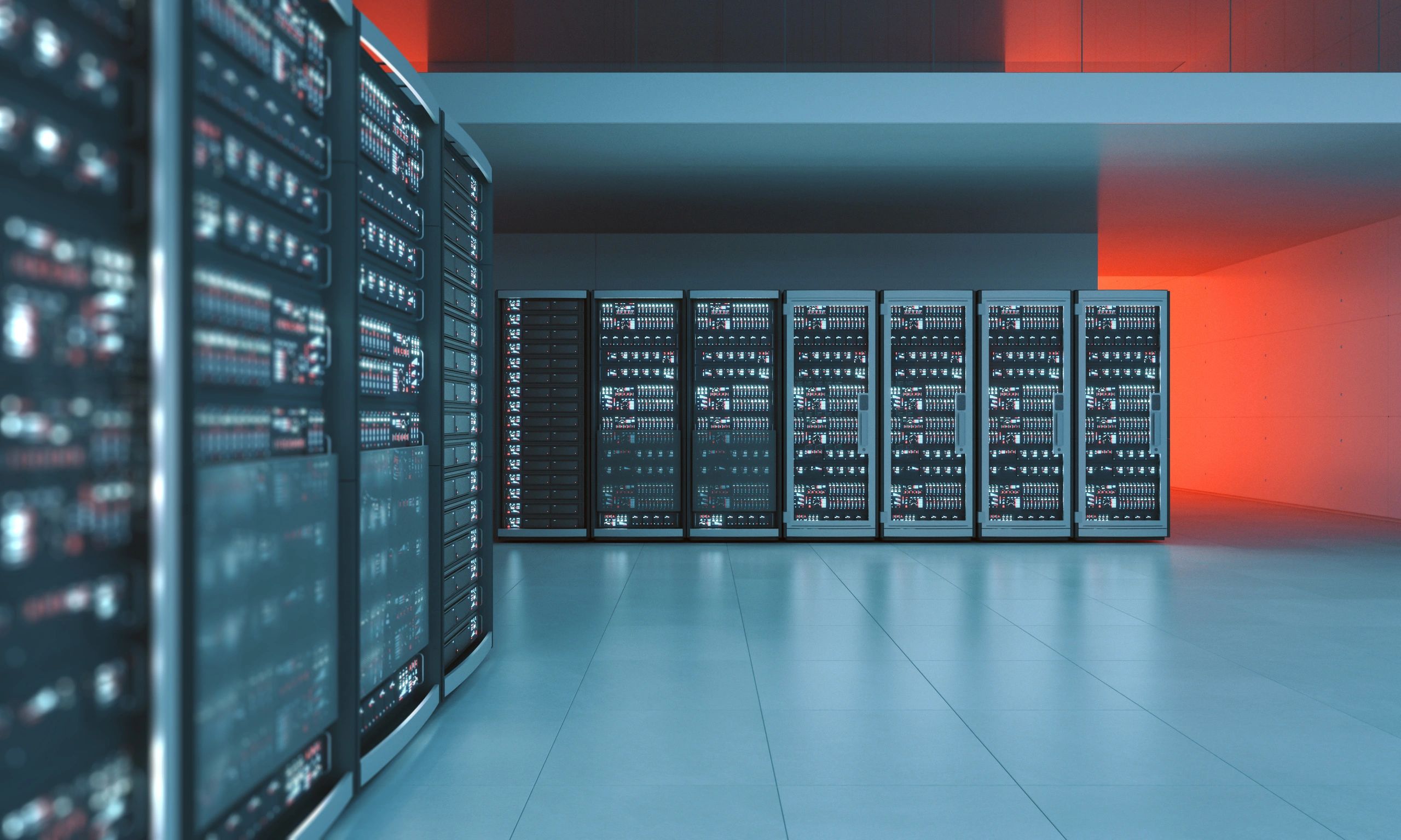 Computer servers in a modern data center